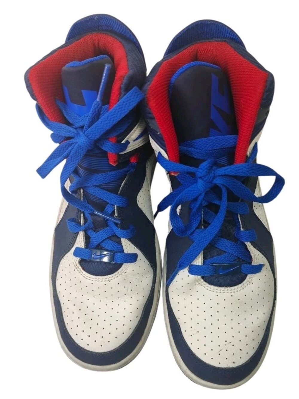 Nike Air Force High Top Tennis Shoes White Red Blue Youth Size 7Y